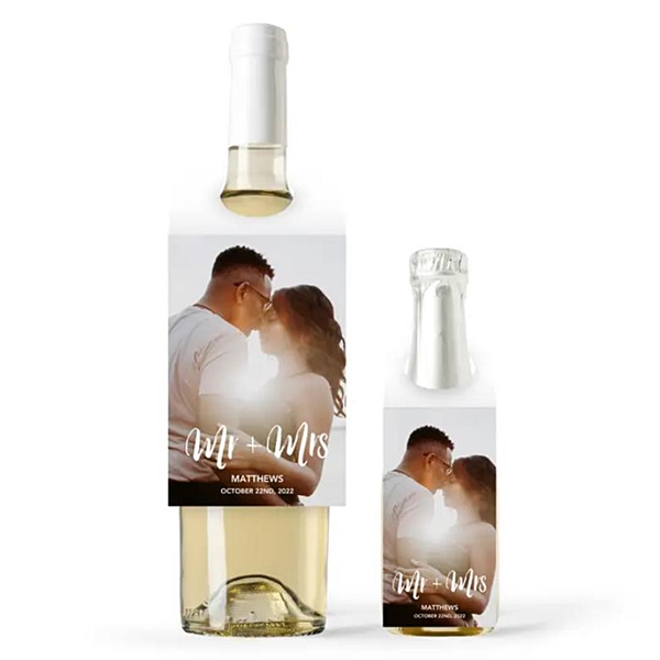 Personalized Photo-Printed Wine Bottle Hang Tag - Handwritten Elegance