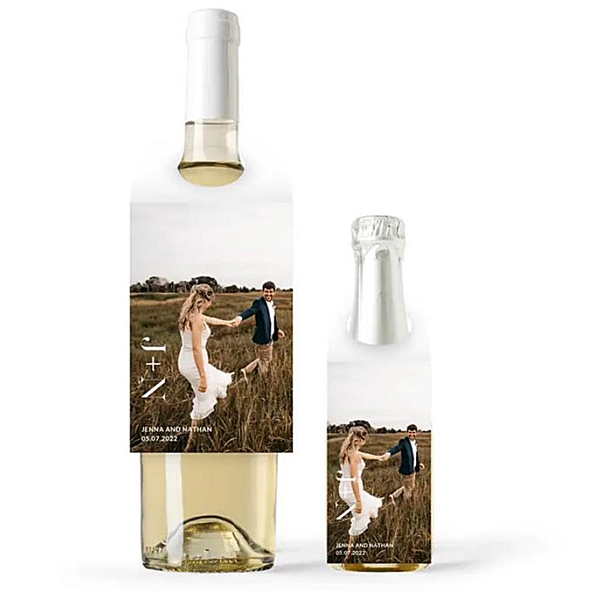 Love 4 photo simple modern personalised gift wine wine label