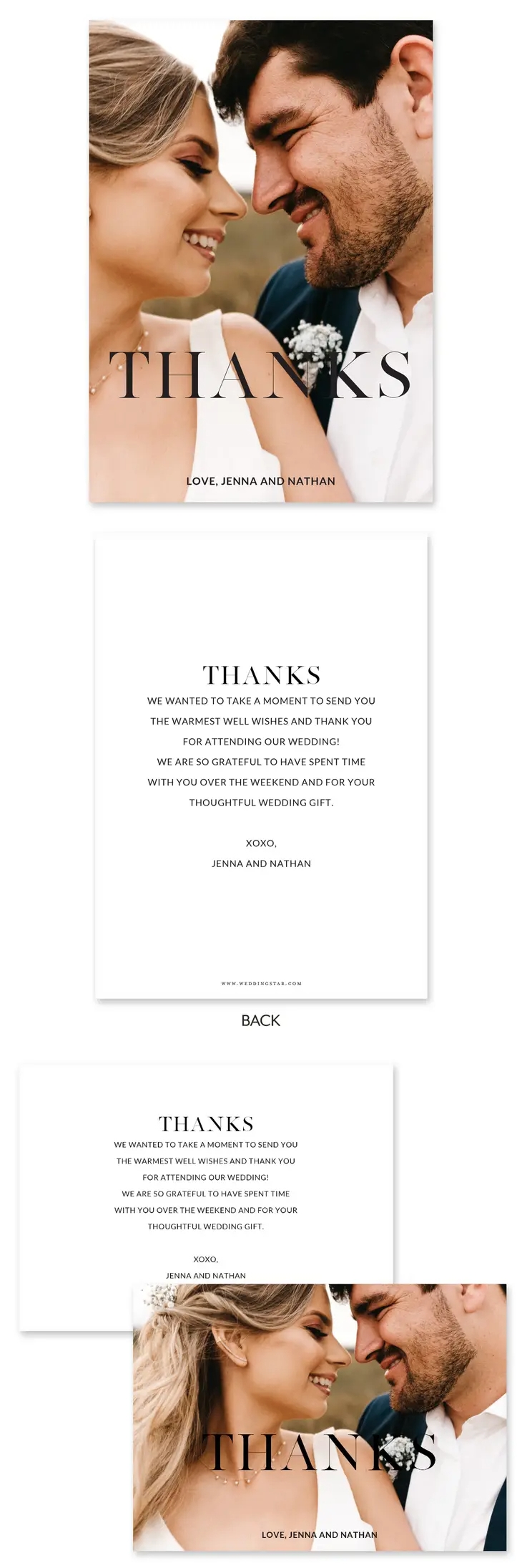 Custom Photo-Printed Thank You Cards - Modern Love Design