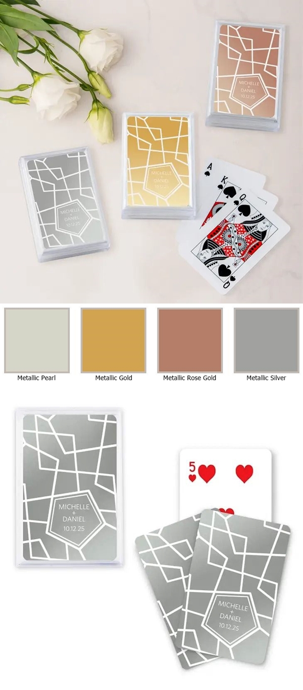 Custom Metallic Playing Cards with Retro Luxe Foiled Design (4 Colors)