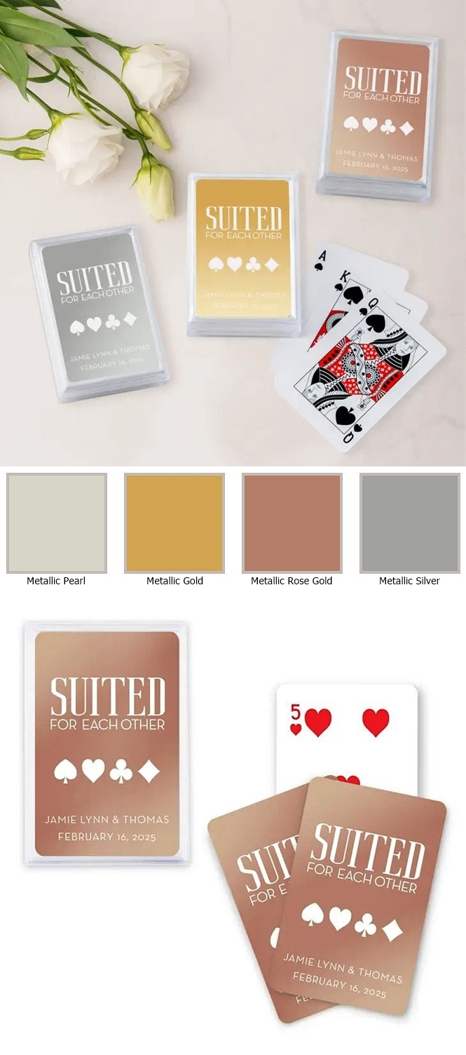 Custom Metallic SUITED for Each Other Design Playing Cards (4 Colors)