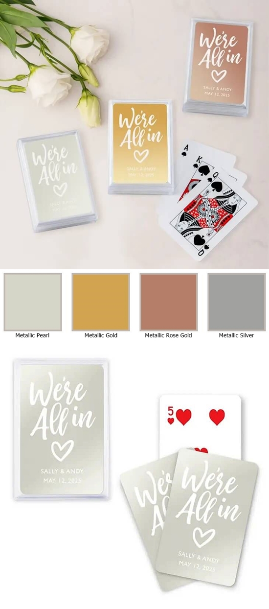 Custom Metallic Playing Cards with We're All In Design (4 Colors)