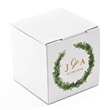 Custom Printed Square Cardstock Favor Box - Love Wreath Initial