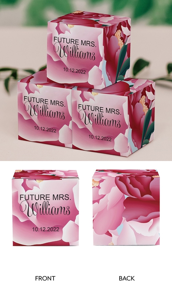 Miniature Custom Printed Square Cardstock Favor Box - Blissful Blooms