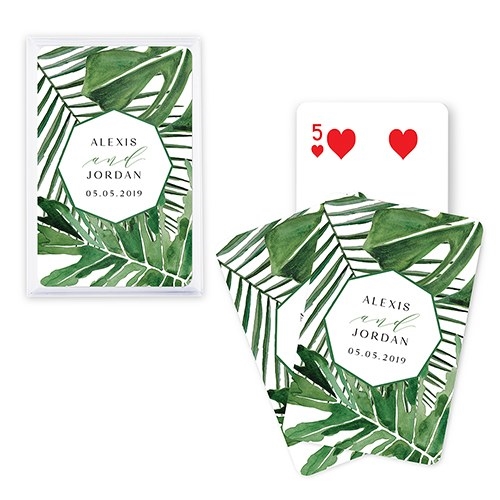 Unique Custom Playing Card Favors - Tropical Palm Leaf Design