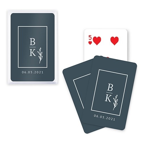 Unique Custom Playing Cards with Stacked Monogram Design