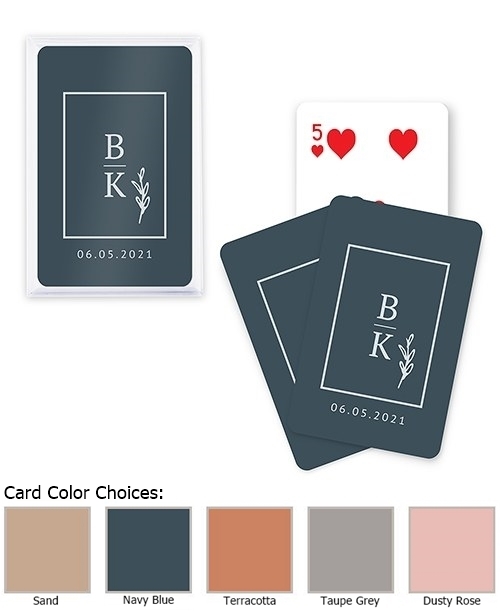 Unique Custom Playing Cards with Stacked Monogram Design (5 Colors)