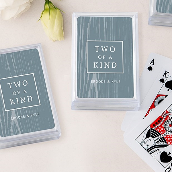 Unique Personalized Playing Card Favors with 'Two of a Kind' Design