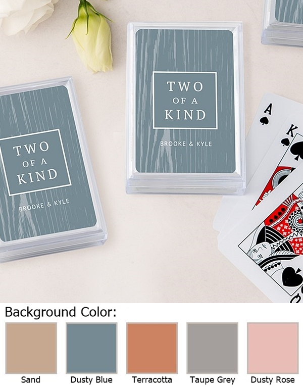 Unique Personalized Playing Card Favors with 'Two of a Kind' Design