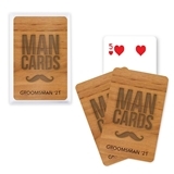 Unique Custom Playing Card Favors with Woodgrain 'Man Cards' Design