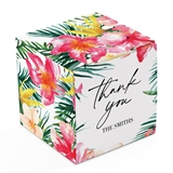 Miniature Custom Printed Square Cardstock Favor Box - Tropical Floral