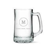 Engravable 14oz Glass Beer Mug with Typewriter Monogram Etching