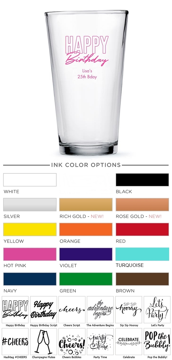 Weddingstar Personalized 16oz Pint Glass (Birthday Designs)