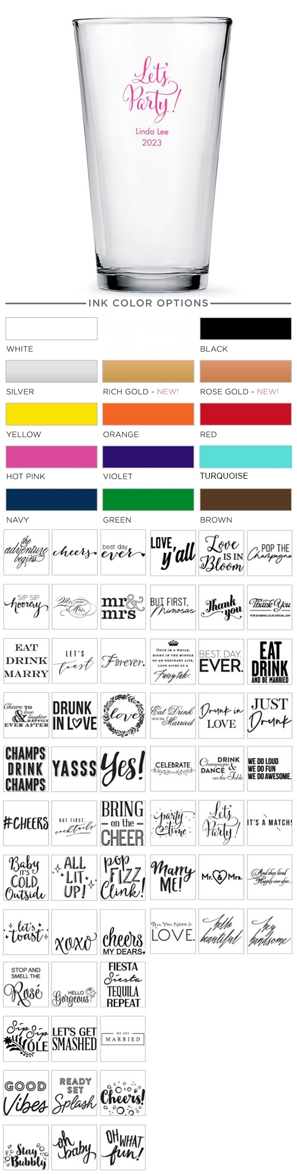 Weddingstar Personalized 16oz Pint Glass (Trendy Sayings Designs)