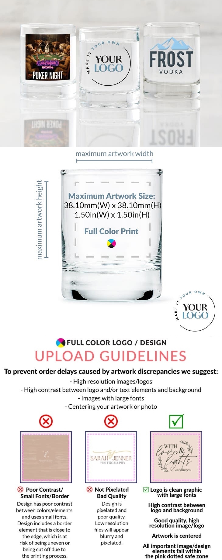 'Make it Your Own' Logo/Design Custom-Printed 2.75oz Votive Holder/Shot Glass