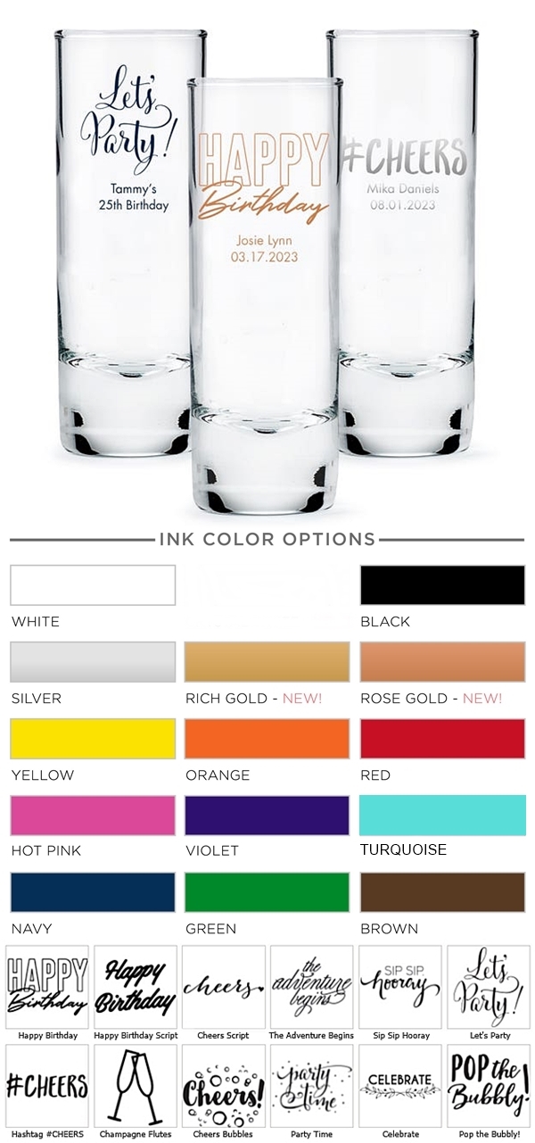 Weddingstar Personalized 2.5oz Tall Shot Glass (Birthday Designs)