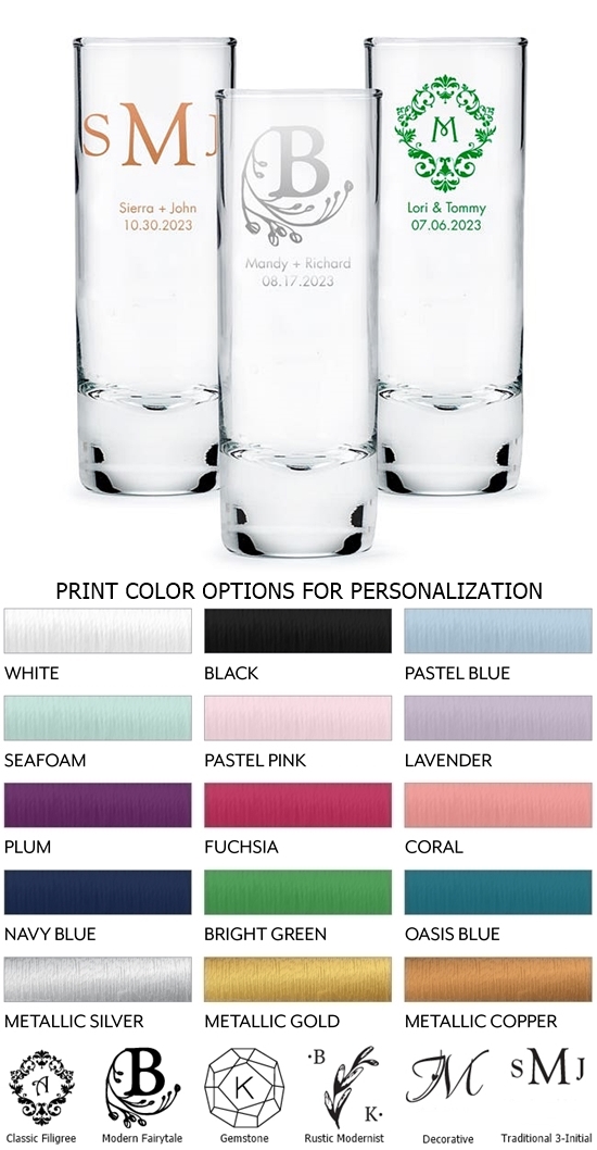 Weddingstar Personalized 2.5oz Tall Shot Glass (Monogram Designs)