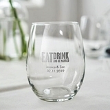 Weddingstar Personalized Eat Drink and Be Married 9oz Stemless Wine Glass