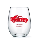 Weddingstar Personalized 9oz Stemless Wine Glass (Holiday Designs)