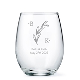 Weddingstar Personalized Small 9oz Stemless Wine Glass (Monogram Designs)