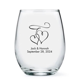 Weddingstar Personalized Small 9oz Stemless Wine Glass - Printed