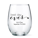 Weddingstar Personalized 9oz Stemless Wine Glass (Trendy Sayings Designs)