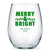 Weddingstar Personalized Large 15oz Stemless Wine Glass (Holiday Designs)