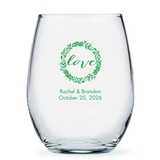 Weddingstar Personalized Love Wreath Design 15oz Stemless Wine Glass