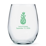 Personalized Tropical Chic Pineapple Design 15oz Stemless Wine Glass