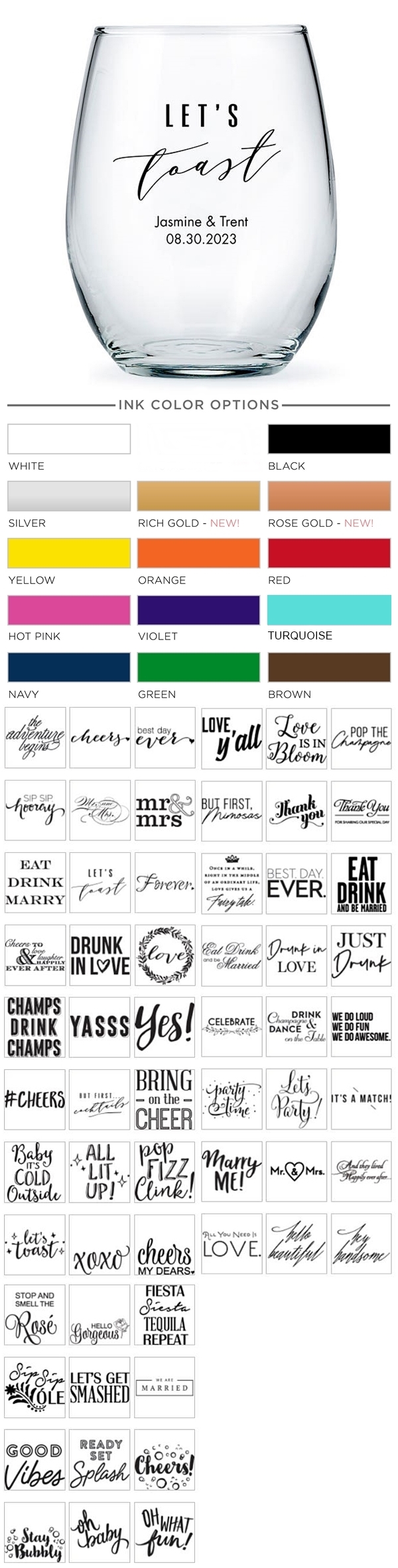 Weddingstar Personalized 15oz Stemless Wine Glass (Trendy Sayings Designs)