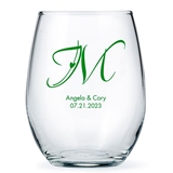 Weddingstar Personalized Large 15oz Stemless Wine Glass (Monogram Designs)