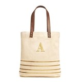 Weddingstar Personalizable "Annie" Metallic Gold Stripe Tote