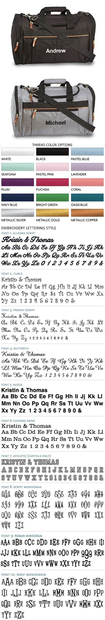 Weddingstar Personalizable Weekender Bag with Metal Hardware (2 Colors)