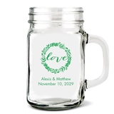 Weddingstar Personalized Love Wreath Design Glass Mason Jar Mug (2 Sizes)