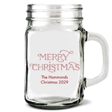 Personalized Retro 'Merry Christmas' Design Personalized Mason Jar Mug (2 Sizes)