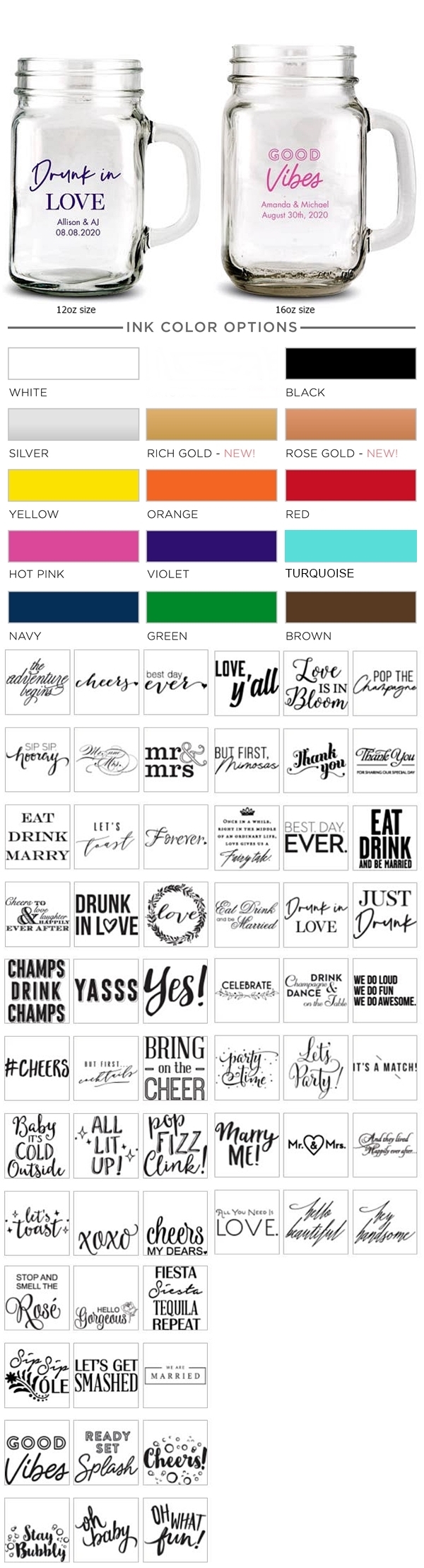 Weddingstar Personalized Mason Jar Mug (Trendy Sayings Designs) (2 Sizes)