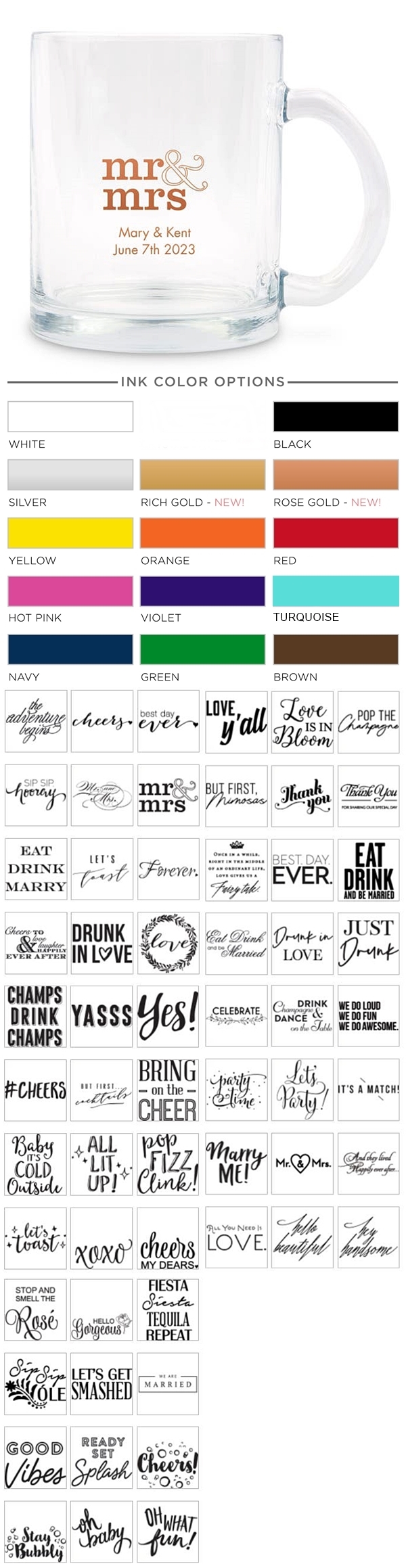 Weddingstar Personalized 10oz Glass Coffee Mug - Printed (Numerous Designs)