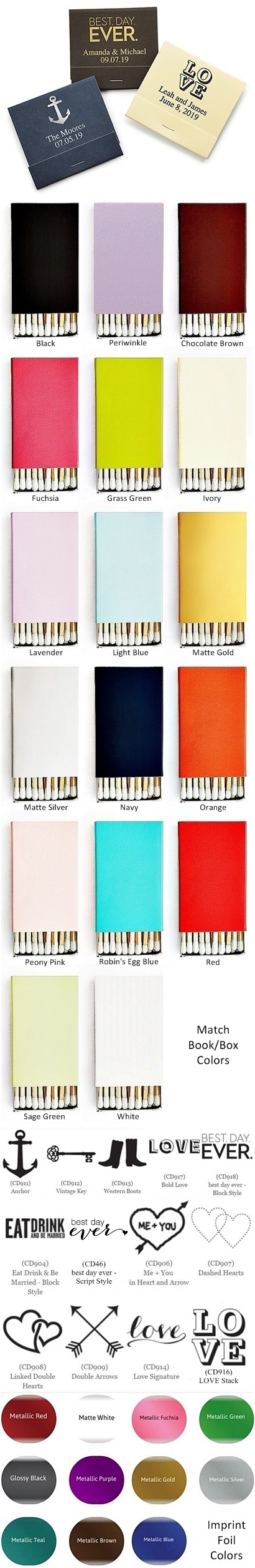 Personalized Foil-Stamped Matchbook (13 Designs)(17 Colors)(Set of 50)