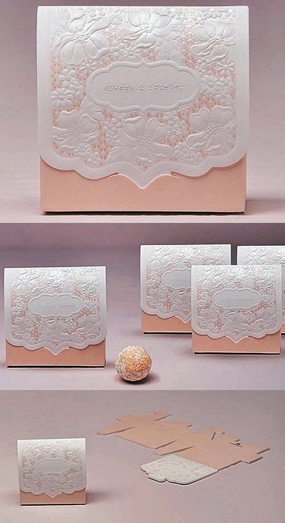 Pretty Floral Lace 'Always & Forever' Blush Favor Boxes (Set of 10)