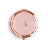 Faux Leather Compact Mirror - Initial Monogram Emboss (3 Colors)