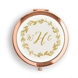 Weddingstar Designer Compact Mirror - Gold Wreath Monogram Design