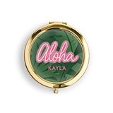 Personalized Designer Compact Mirror with 'Aloha' Summer Vibes Print