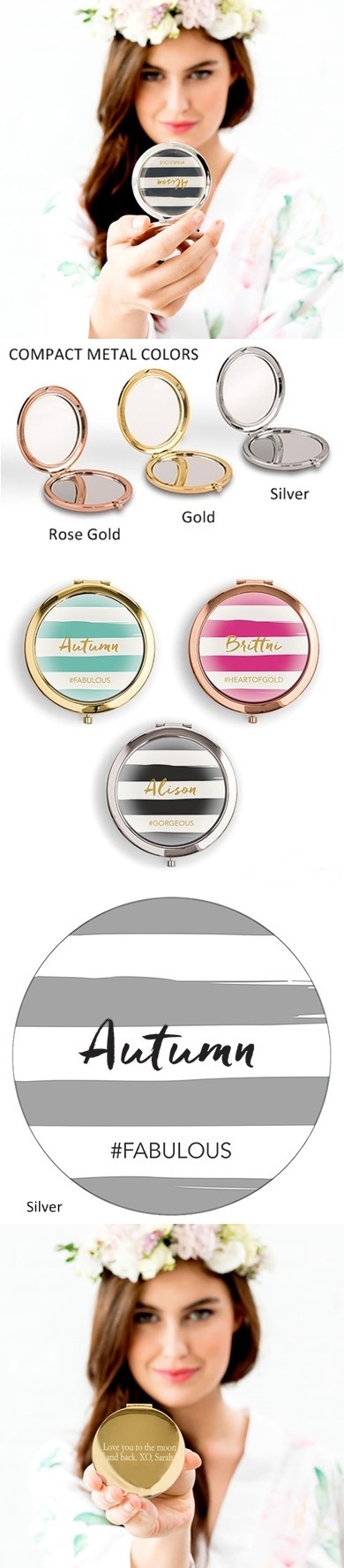 Weddingstar Designer Compact Mirror - Paint Striped Design