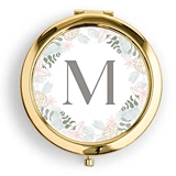Weddingstar Designer Compact Mirror - Blush Wreath Monogram Design