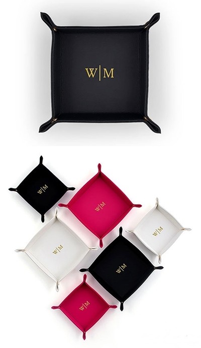 Vegan Leather Jewelry Tray with Line Monogram Emboss (3 Colors)