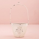 Weddingstar Antiqued-White Shabby Chic Metal Flower Basket