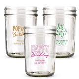 Personalized Printed Glass Mason Jars with Lid Options (Birthday Designs)