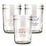 Personalized Printed Glass Mason Jars with Lid Options (Trendy Sayings Designs)