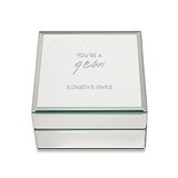 Personalizable Mirrored Jewelry Box with 'You're a Gem' Printing