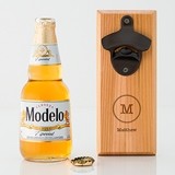 Cedar Wood Wall Mount Bottle Opener with Typewriter Monogram Etching